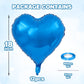 12 Pcs Heart Balloons, 18 inch Blue Heart Shaped Balloons, Big Heart Mylar Helium Balloons, Heart Love Foil Balloons for Wedding