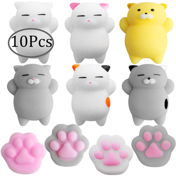 Outee 10 Pcs Mochi Toys Cute Mochi Cat Stress Relief Toys Mochi Animals Toys Party Favors For Kids Animals Toys For Kids Adults