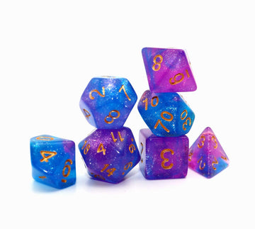 Creebuy Dnd Dice Set Blue Purple Glitter Dice For Dungeon And Dragons D&D Rpg Role Playing Games Table Games Polyhedral Dice