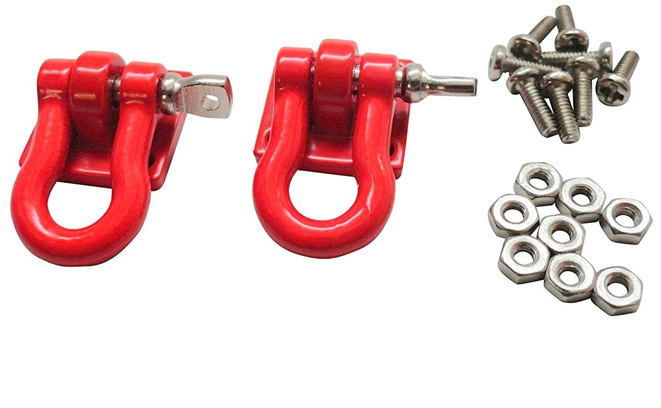 Apex RC Products 1/10 RC Rock Crawler Scale Red Winch Shackles - 2pcs 4051