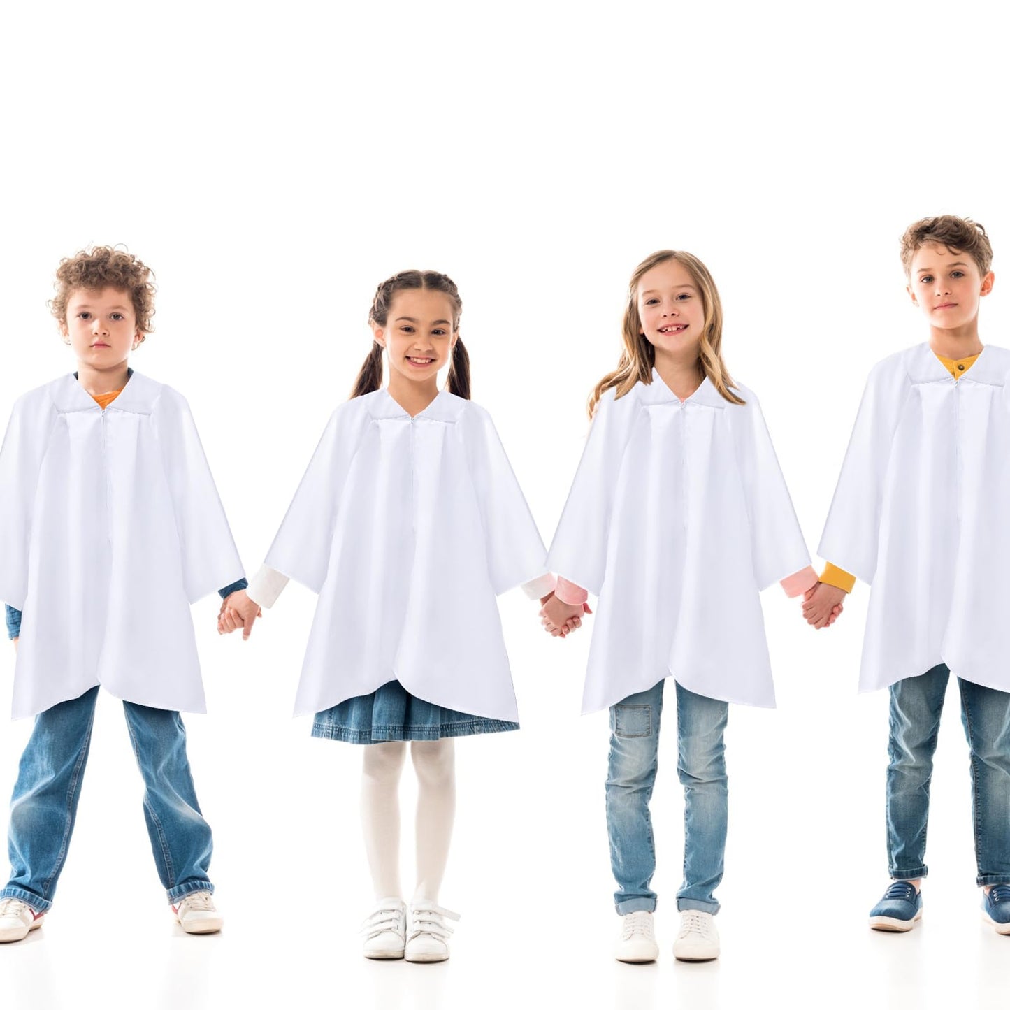 Toulite 6 Pcs Unisex Matte Choir Uniform Kid Judge Gowns Costume For Baptism Graduation Church Event Pastor Halloween Cosplay(Si
