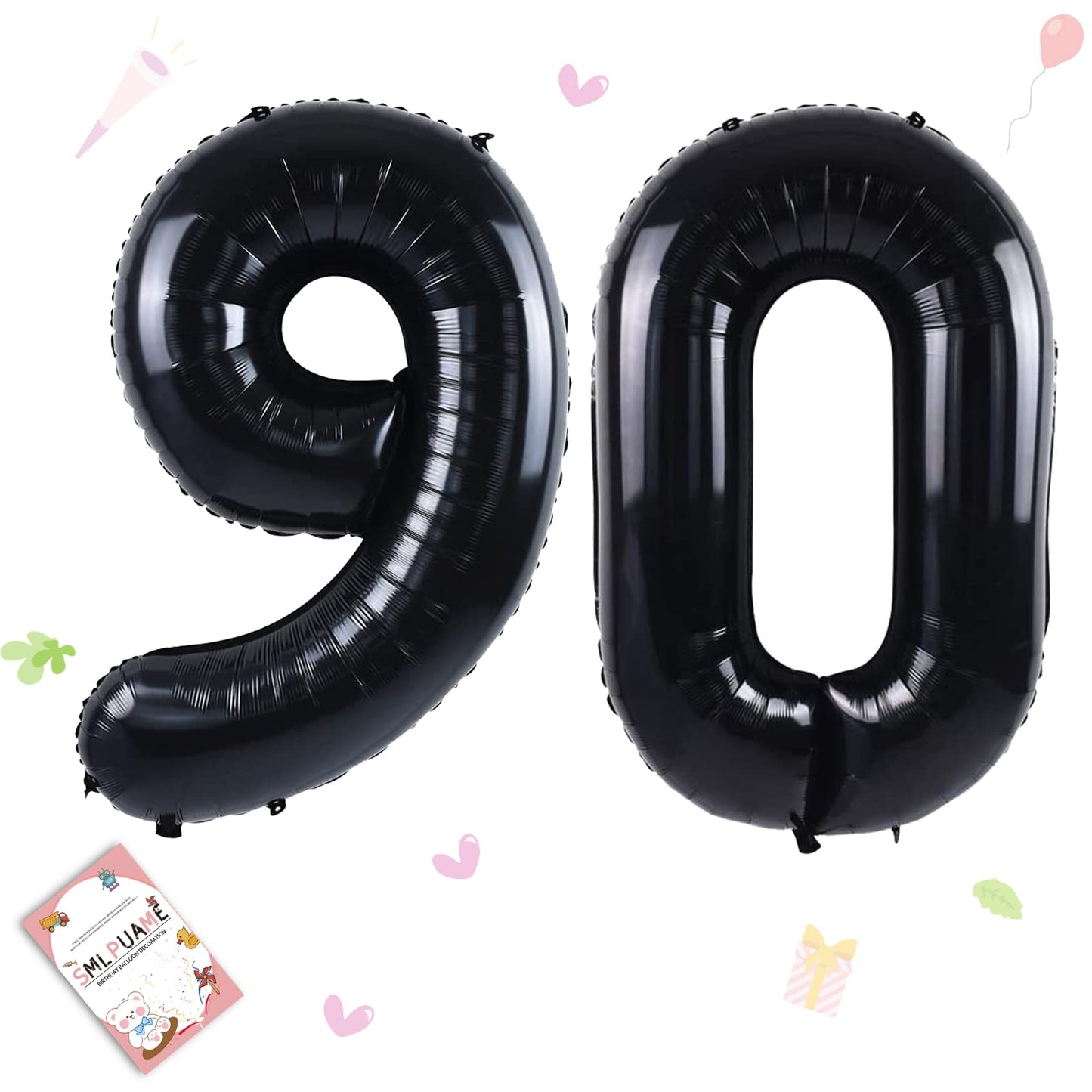Smlpuame 40 Inch Number Balloon 0-9 Black Large Number 90 Balloons,Digital Balloons For Birthday Party Celebration Decorations S