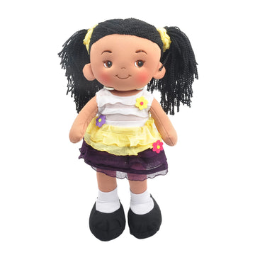 Linzy Plush 16' Yellow Aissa Rag Doll For Girls, Soft Plush Rag Doll, Sleeping Cuddle Buddy For Toddlers, Infants And Babies, Muñecas De Trapo Para Niña, First Doll For Kids, Safe For All Ages