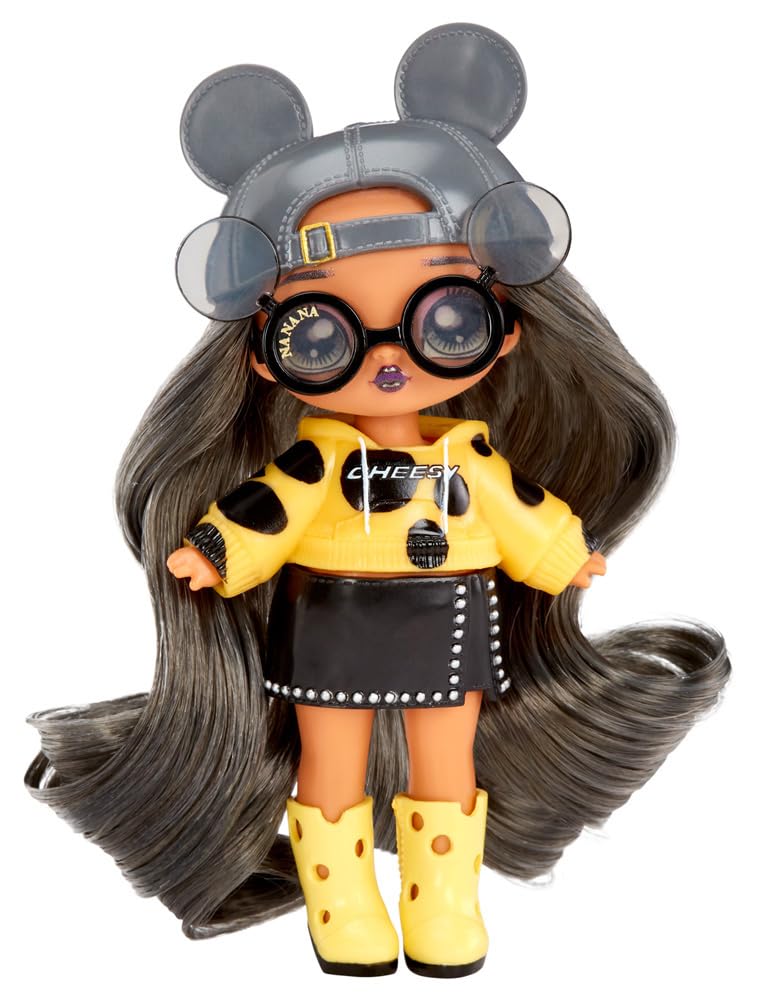 Na Na Na Surprise Mini Backpack Series 2 Marisa Mouse Fashion Doll, Fuzzy Gray Mouse Backpack, Gift for Kids, Ages 4 5 6 7 8+ Ye