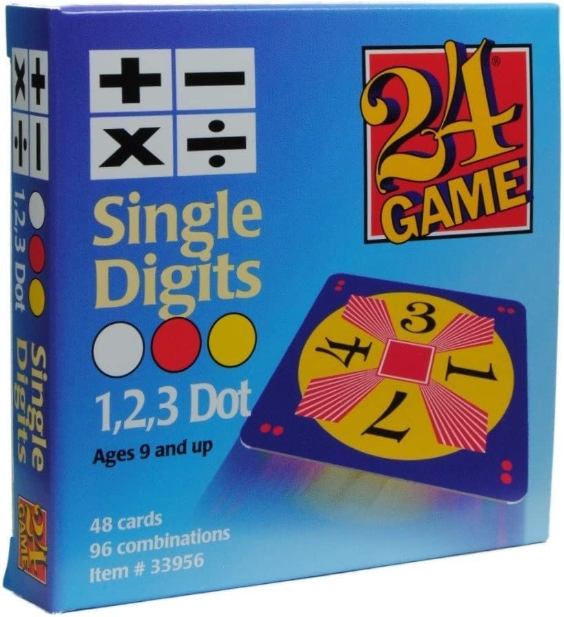 InPrimeTime 24 Game Two Pack - 48 Single & Double Digit Cards, Cardstock, Assorted Colors, Model 33956 and 39956, Includes Tips Sheet