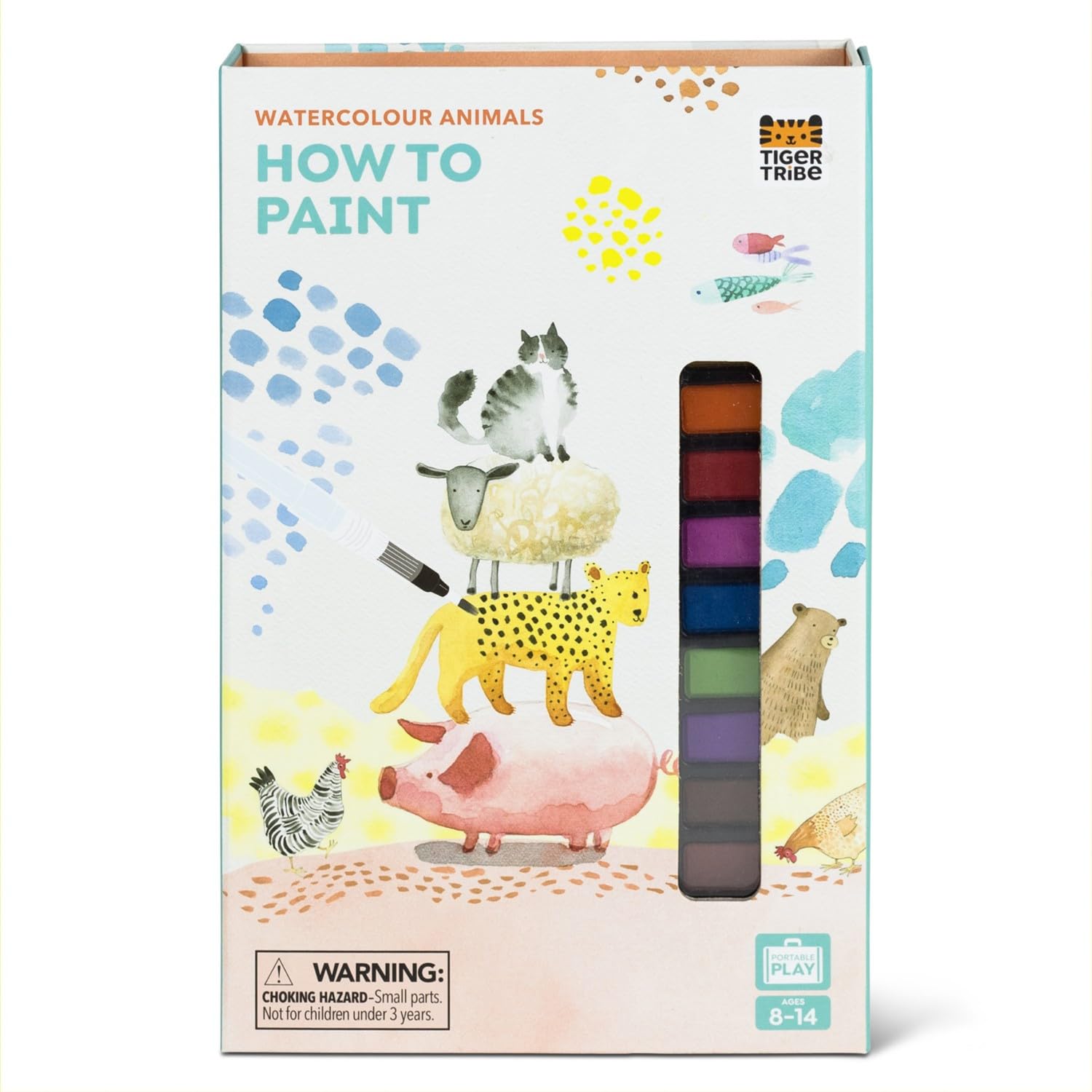 Tiger Tribe How to Paint Watercolor Animals Set for Kids & Tweens - Mess-Free, Portable, Complete Kit with Step-by-Step Guide, 1