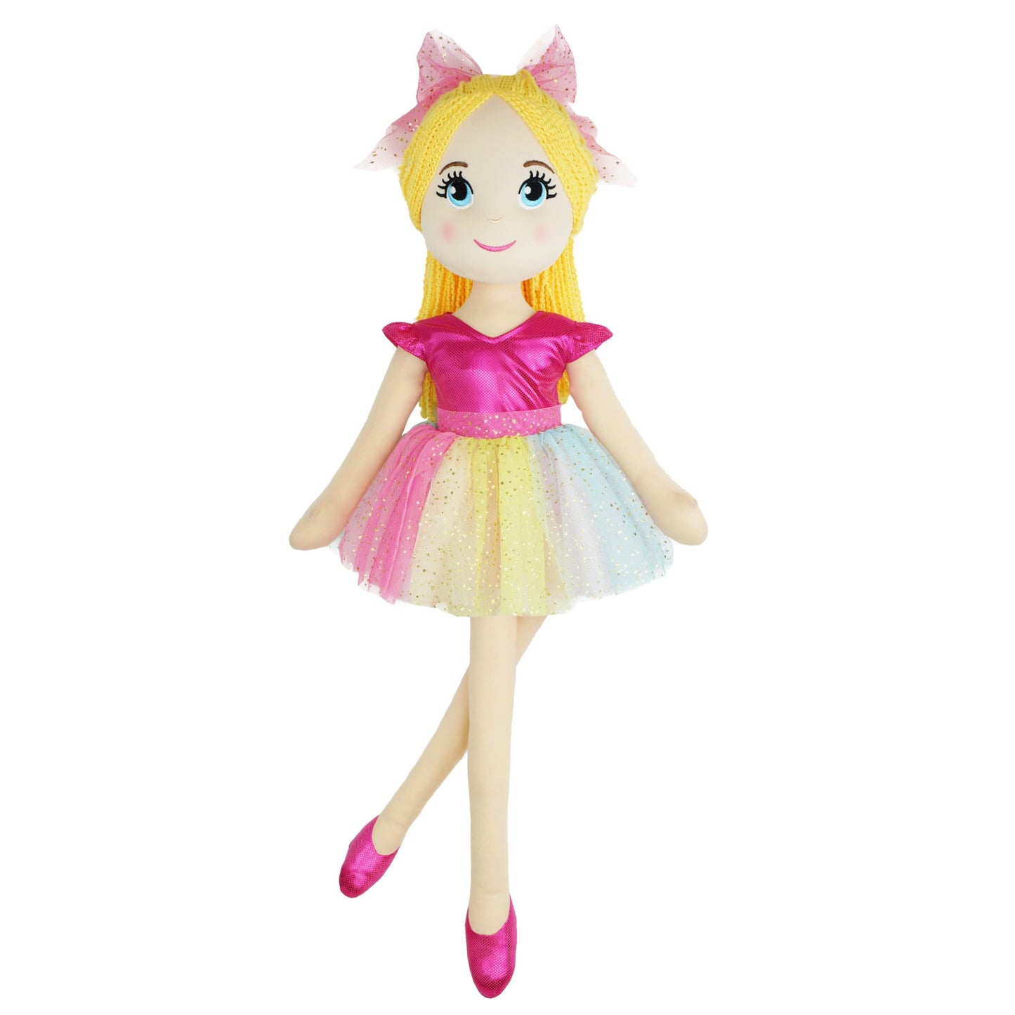 June Garden 30" XL Ballerina Princess Polina Plush Doll - Soft Polyester, Pink Outfit - Perfect Gift for Toddlers and Little Girls