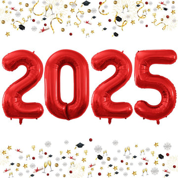 Goer 42 Inch 2025 Red Foil Number Balloons For 2025 New Year Eve Festival Party Supplies Graduation Decorations