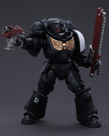 Joytoy Warhammer 40K Genuine License 1:18 Action Figure, Space Marines Black Templars Outriders Brother Valtus, 4.96 Inch Collec