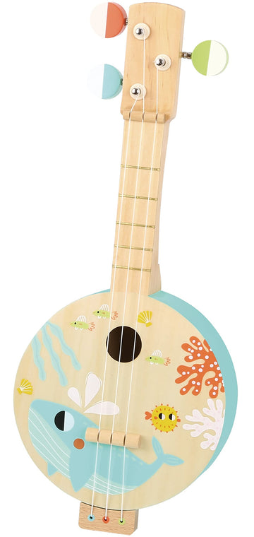 Tookyland 3-String Wooden Banjo Toy - Mini Guitar Pretend Musical Instrument, Ages 3+