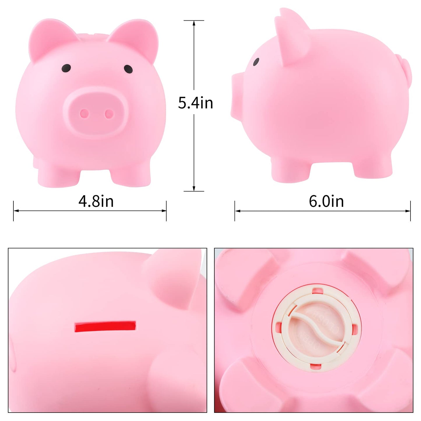 2Pcs Large Piggy Bank,Coin Bank For Boys And Girls,Unbreakable Plastic Money Bank,Cute Pig Money Box,Practical Gifts For Birthday, Festival, Baby Shower(Pink2)
