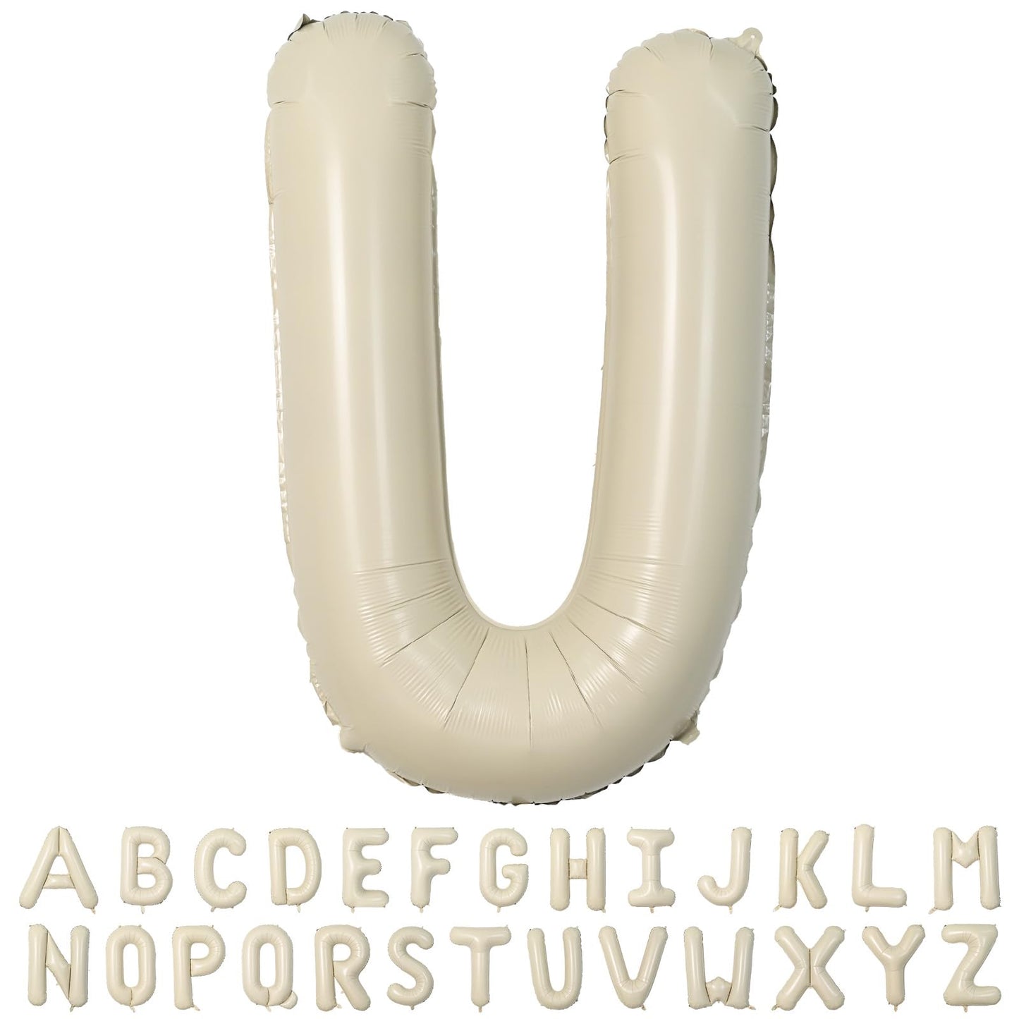40 Inch Cream Letter Balloons, Large U Letter Balloons Foil Helium Balloons, Mylar Big Single Alphabet U Balloons, Cream Balloon
