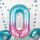 Mermaid Number 0 Balloons 40 Inch, Large Purple Teal Rainbow Number Balloons 0-9 Set, Starry 0 Mylar Foil Balloon Numbers For Gi