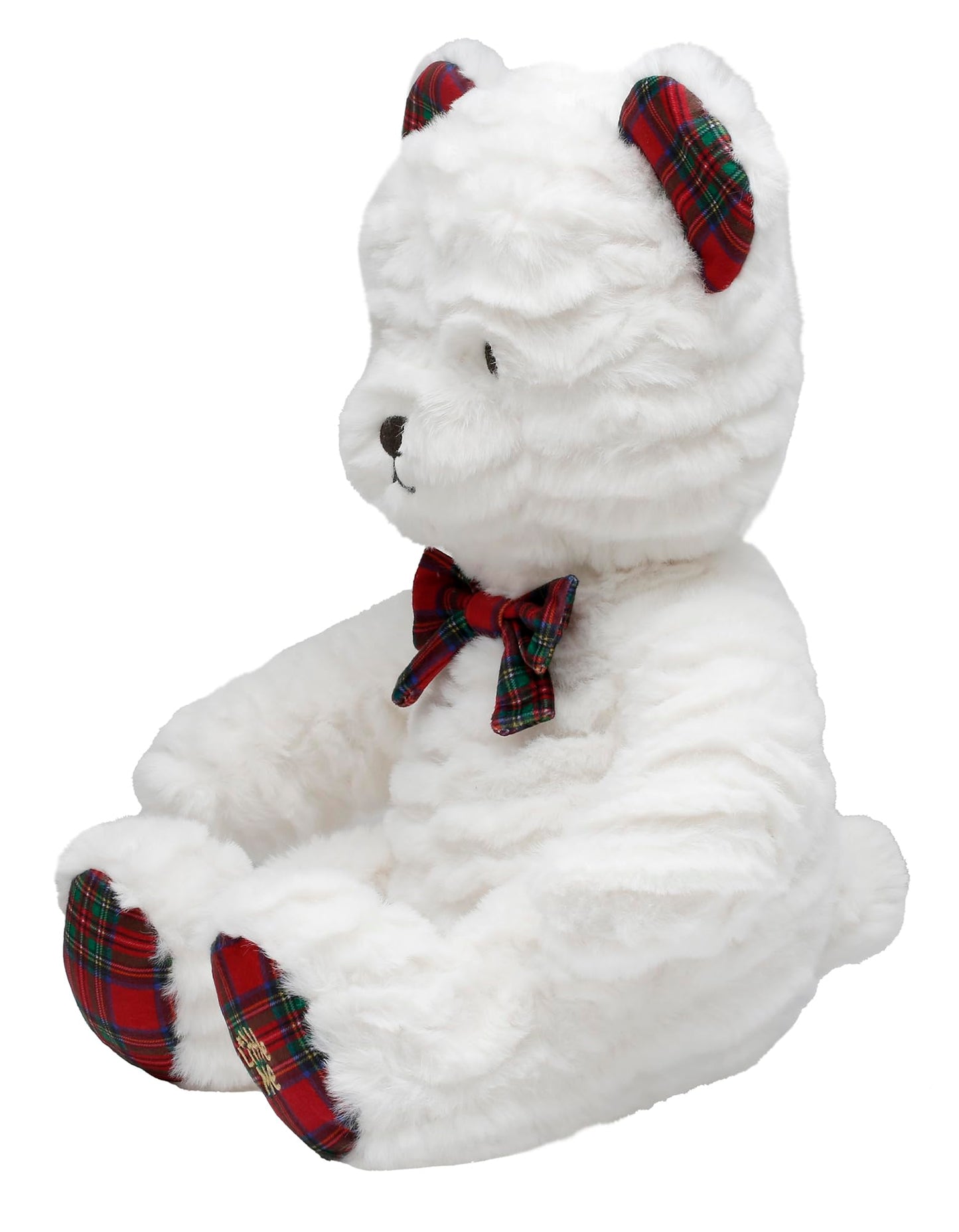 Baby Starters Plush Teddy Bear - 10" Christmas Bear in White with Red Plaid