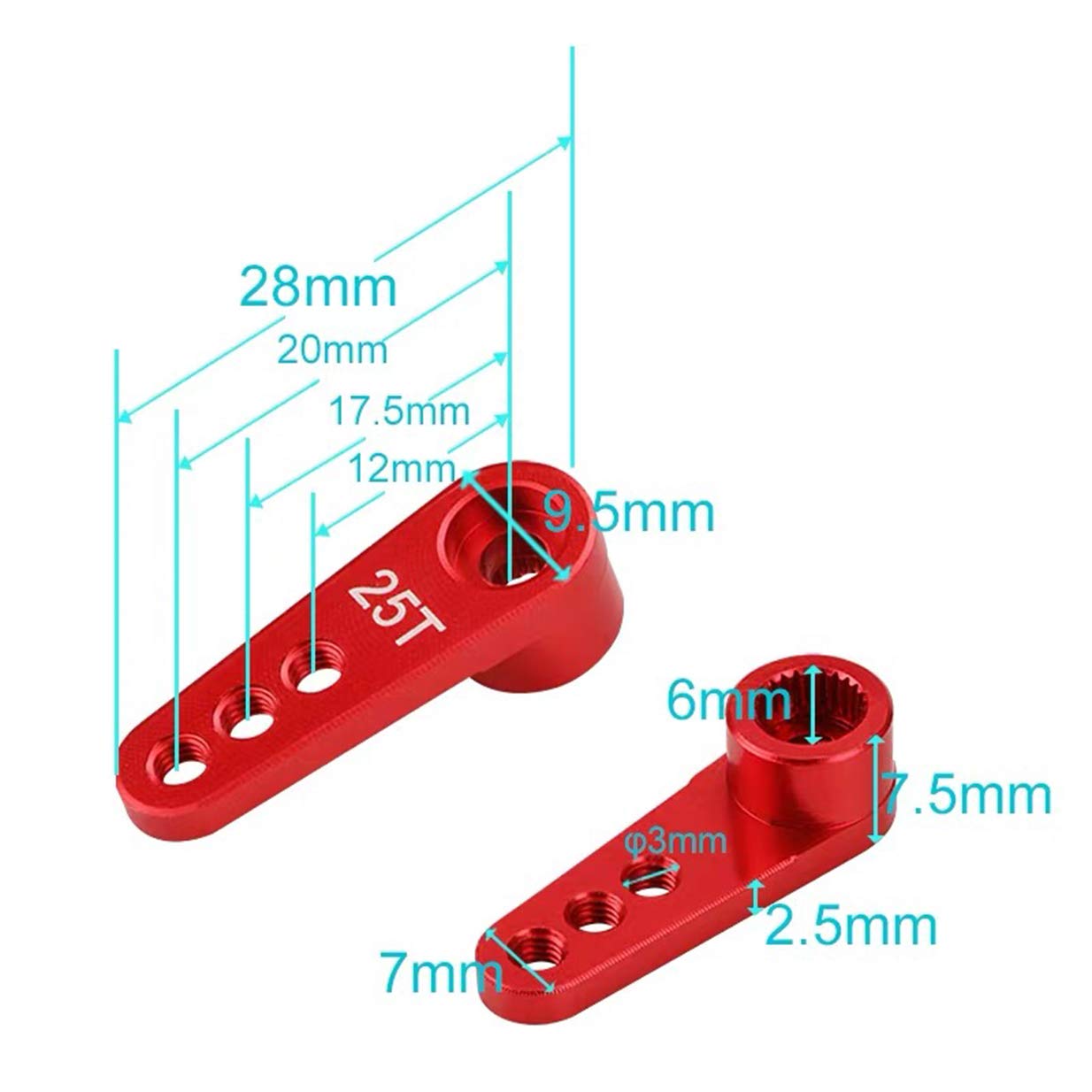 ShareGoo 2PCS Metal 25T Servo Horn M3 Threads Steering Arm Server Rocker Compatible with Futaba Savox Power HD HSP Servos Motor
