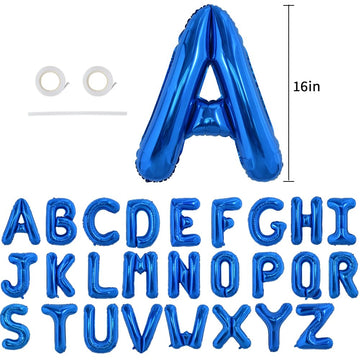 Toniful 52 Pieces 16 Inch Blue Letter A-Z Balloons,Custom Phrase Mylar Foil Alphabet Letter Diy Personalized Phrase Banner For B