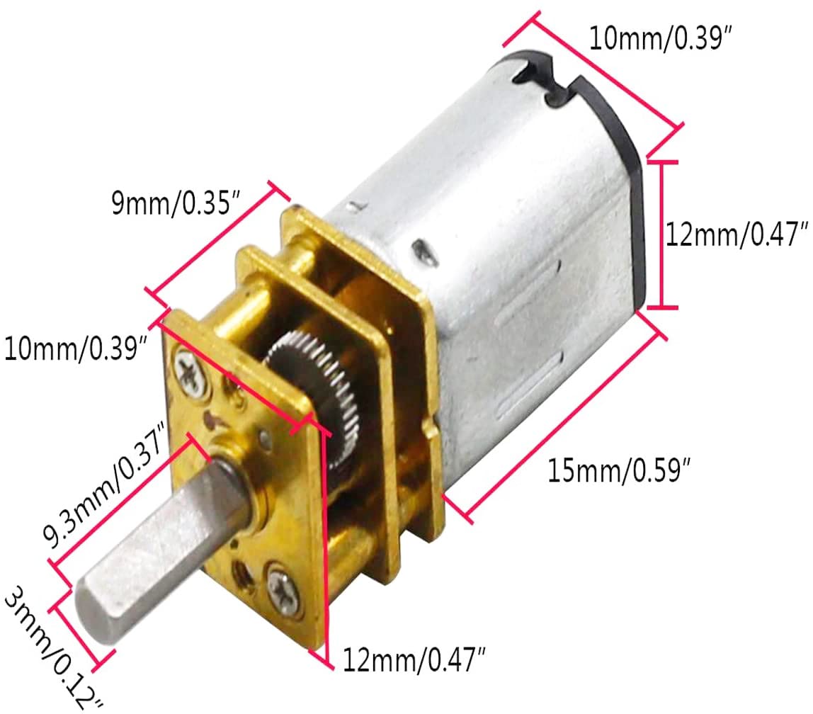 12V 600Rpm Micro Dc Gear Speed Reduction Motor With Full Metal Gearbox Motor Ga12-N20 3Mm Shaft For Robot Models, Rc Cars, Diy T