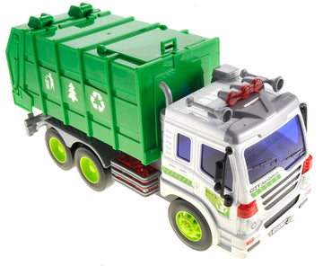 PowerTRC Friction Powered Garbage Truck Toy with Lights and Sounds