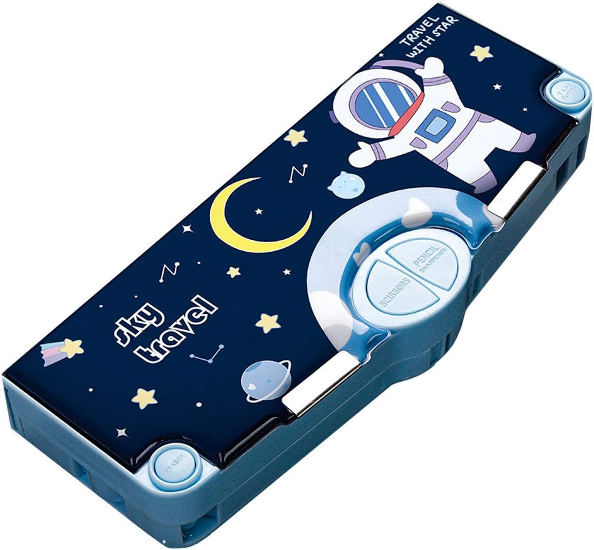 MultiFunctional Pencil Box For Kids Magnetic Pop Up Multifunction Pencil Case For Boys & Girls, Space Theme Pen Box Organizer S