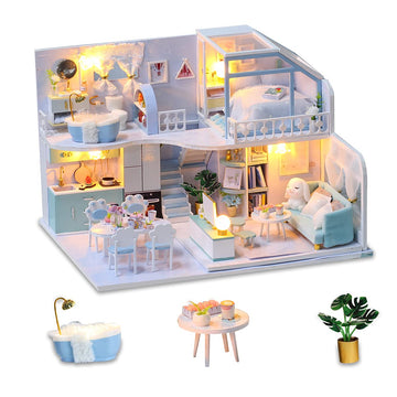 Gudoqi Diy Miniature Dollhouse Kit, Tiny House Kit With Furniture, Miniature House Kit 1:24 Scale, Great Gift For Birthday Easte