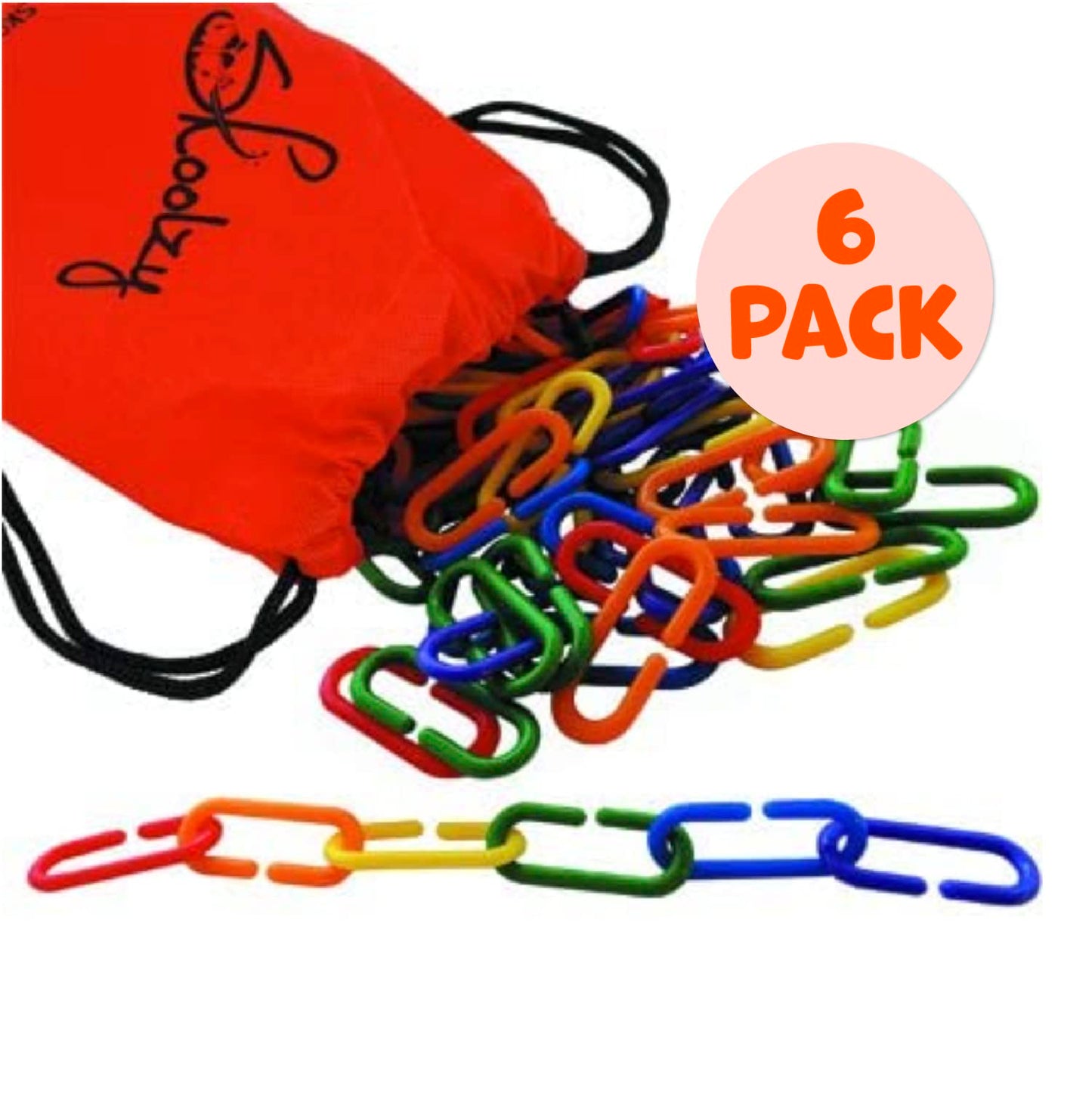 Skoolzy Math Links 120 Pcs - 6 Pk - Plastic Links For Kids Learning - Toy Chain Links - Plastic Links For Kids - Math Manipulative For 3, 4-8 Year