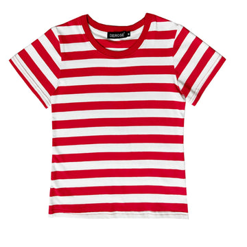 Boys Red White Striped Shirt Girls Waldo Costume Kids Summer Short Sleeve Crewneck Tee Top 13-14 Years