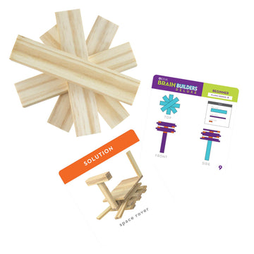 Mindware Keva Brain Builders Deluxe: Stem Building Toy Includes 75 Keva Planks, 40 Puzzle Cards, 8 Design Cards, 3D Building Ski