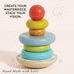 Le Toy Van - Wooden Rainbow Stacker | Girl & Boy 7 Piece Rainbow Wobbling Ring Stacker - Suitable for 18+ Months