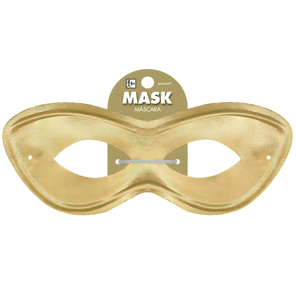 Vibrant Gold Plastic Superhero Mask (2.78'' x 8 .25'') 1 Pc - Ideal for Costumes & Parties