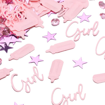 MEYSIMOON Baby Shower Decorations Confetti Baby Pink Girls Table Decor Confetti for Baby Shower Gender Reveal Party Supplies (Pi