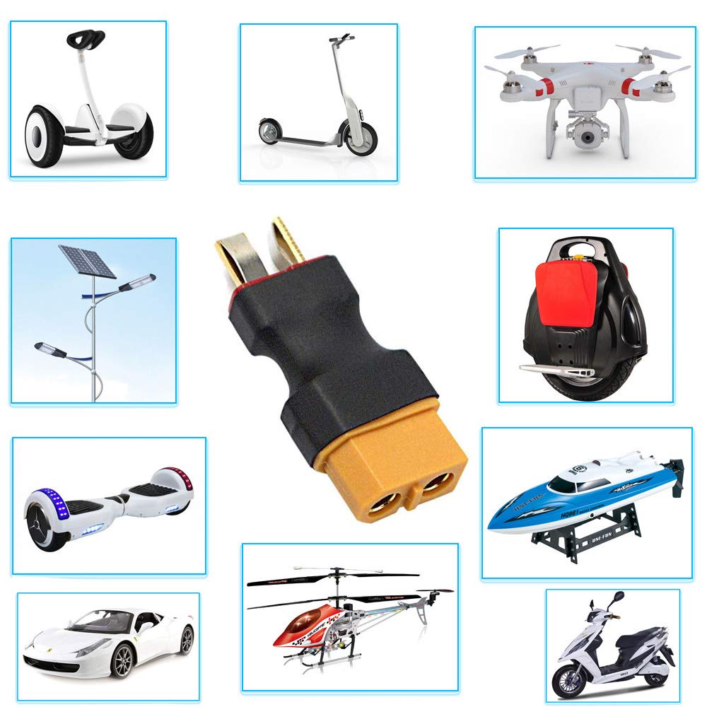 2 Pairs XT60 Plug Male Female Connector to T Plug Male Female Connector Conversion Adapter