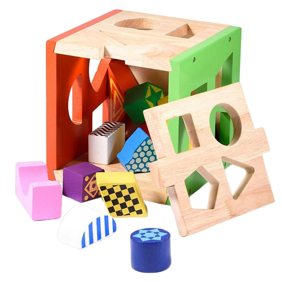 ILSMYSUTRA Wood Shape Sorting Building Blocks Learning Activity for Educational Toys