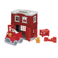 Green Toys Fire Station Playset - 8 Piece Role Play Toy, 100% Recycled Plastic, Multi Color, Model PFIR-1156, Dishwasher Safe