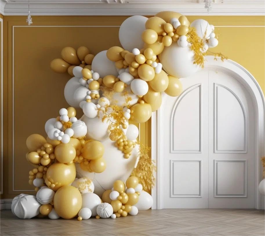 Moxmay 102 Pieces Yellow Balloons 18In 12In 10In 5In Different Sizes Party Balloon Kit For Birthday Halloween Christmas Wedding