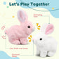 Oeofuzep Hopping Walking Bunny Rabbit Toy With Sounds, Wiggling Ears, Twitching Mouth And Nose, Educational Interactive Bunny Ra
