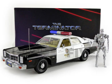 1977 Dodge Monaco Metropolitan Police With T-800 Endoskeleton Figure - The Terminator (1984), Artisan Collection, Doors Open To 