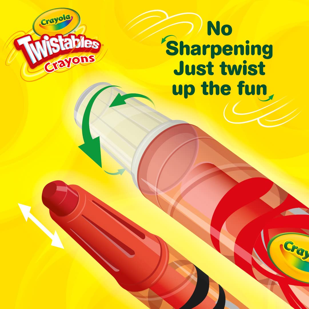 Crayola Twistables Crayons (24Ct), Special Effects Crayons For Kids, No Sharpening Coloring Supplies, Less Mess, Gifts For Kids