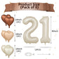 Biapian 40 Inch Cream Number 21 Balloons, 8Pcs Large Foil Number 2 & 1 Balloons With 18'' Cream White Heart Balloon For 21St Yea