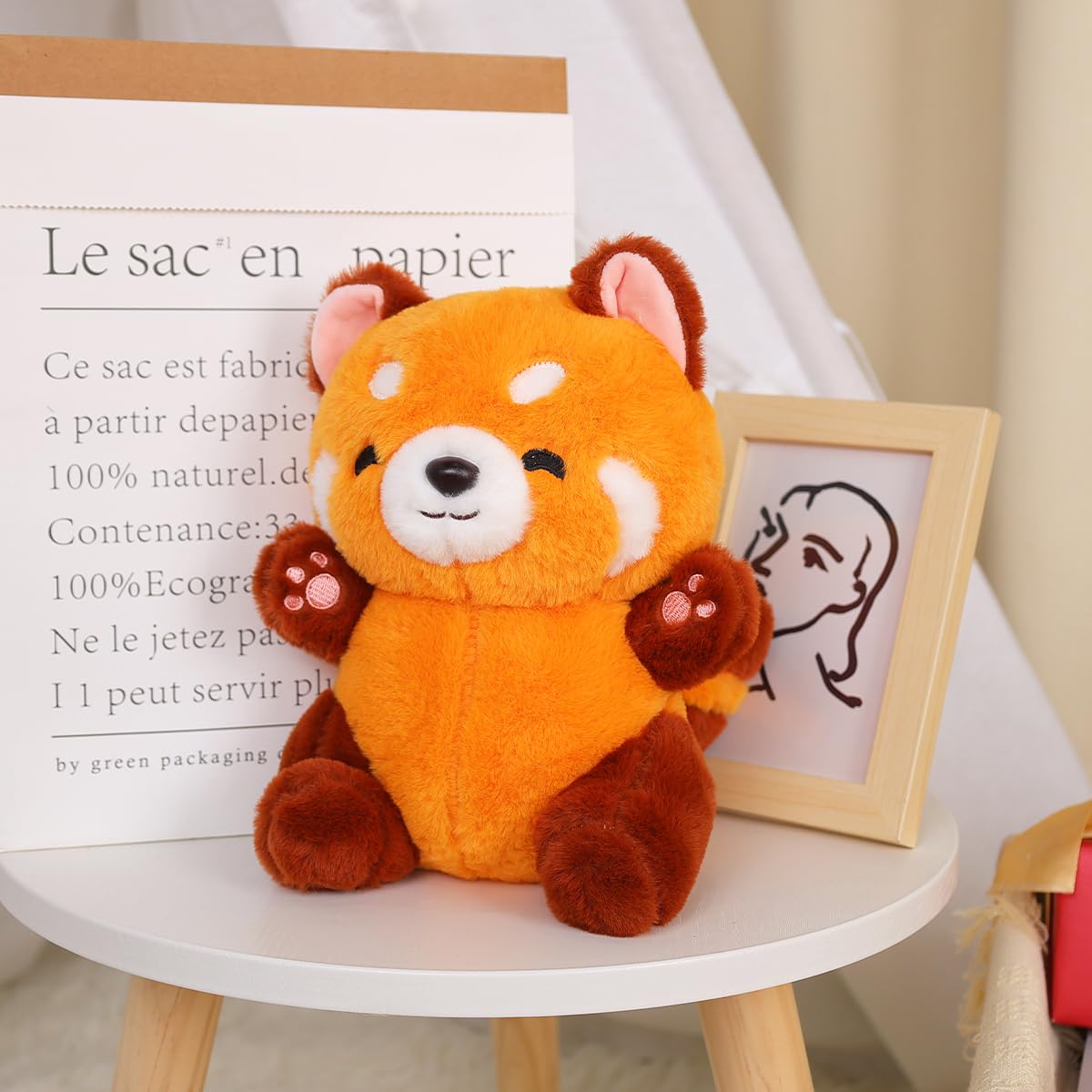 Meleceri Stuffed Animal Red Panda Plush Toy Cute Red Panda Plushies Gift For Girls And Boys 13.7''