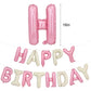 TONIFUL Happy Birthday Balloons with Ribbon Straw 16 Inch Mylar Letters Balloons Sign Banner Bunting Reusable for Girls Boys Kid