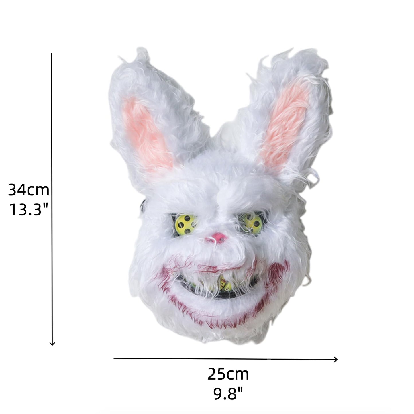 HIPIHOM Easter Bunny Mask, Bloody Plush Rabbit Mask, Bloody Bear Headgear - Performance Props for Easter, Halloween, Horror (Whi