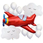Atpata Funky Sky theme Airplane Aeroplane Flight with Clouds Foil Balloon Bouquet (Sky Red Aiplane)