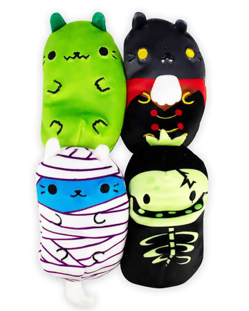 Cats Vs Pickles - Scary Collection #2 - Catzilla, Count Catula, Coder Cat, & Skully - 4-Pack - 4' Cute Cuddly Collectible Bean Plush Toy - Are You Team Cat Or Team Pickle? Collect Them All!