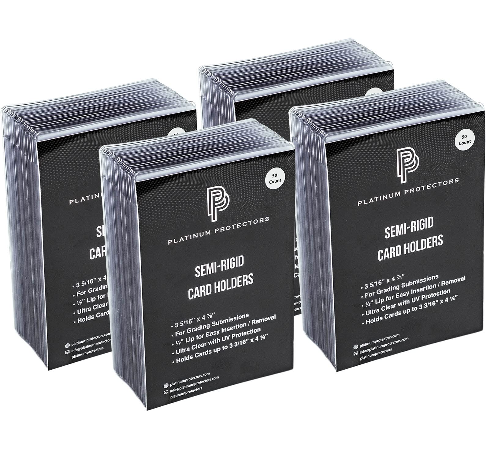 Platinum Protectors Semi-Rigid Card Holders For Graded Card Submissions For Standard Trading Cards (200 Pack)