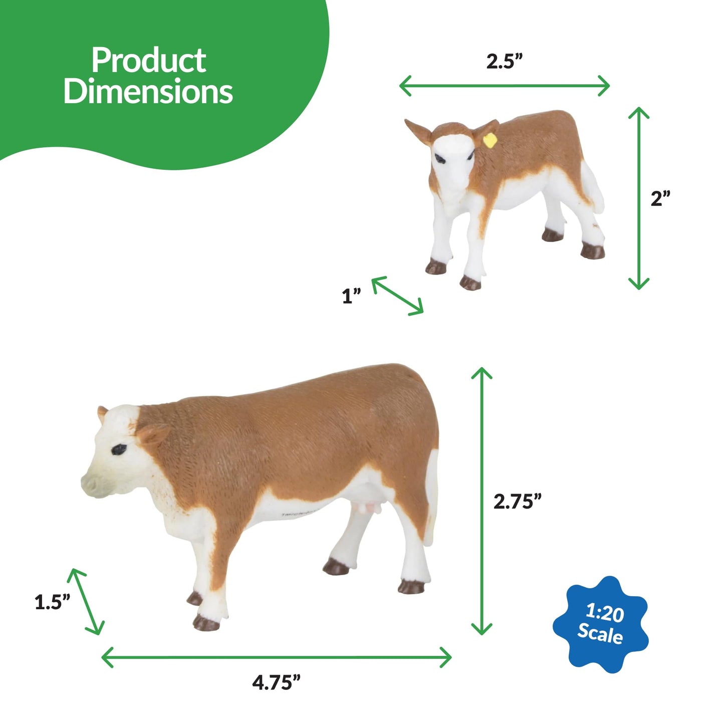 Big Country Toys Hereford Cow & Calf - 1:20 Scale - Hand Painted - Farm Toys - Farm Animal Toys