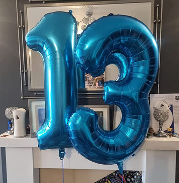 Paticool 40 Inch Blue Number Balloon 3, Large Number Foil Balloons Mylar For Girl Boy Birthday Party Celebration Decorations Sup