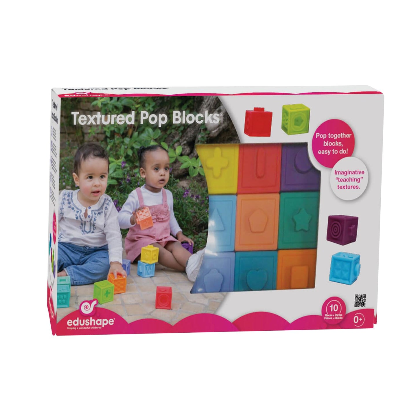 Edushape Pop Soft Baby Blocks - Set of 10 Textured Numbered Stacking Blocks for Building & Development - Soft Blocks for Babies 