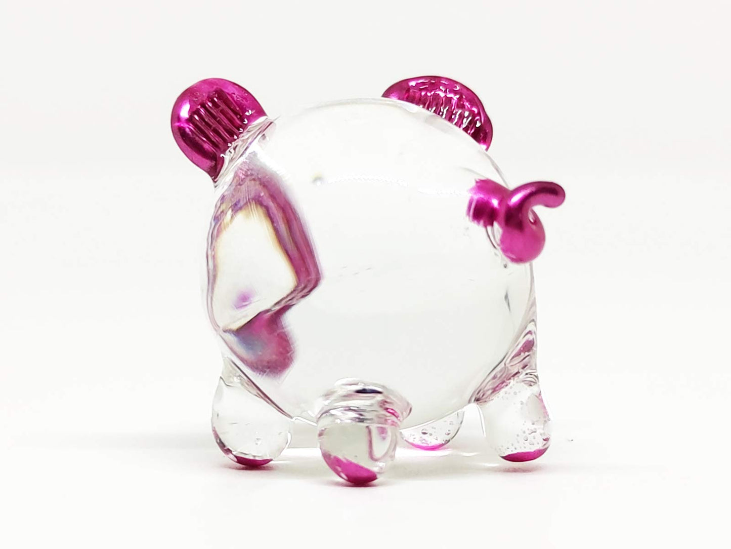 Sansukjai Pig Miniature Figurines Animals Hand Painted Blown Glass Art Collectible Gift Decorate, V1 (Clear Pink Pearl)