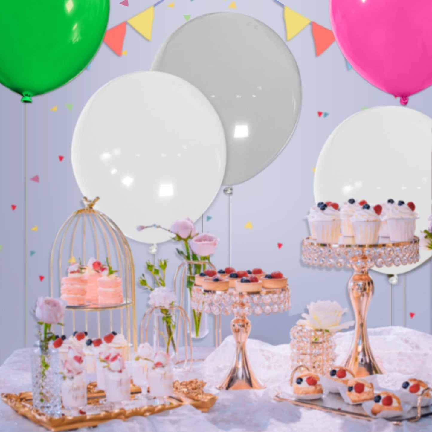 32Pcs White Big Balloons 18 Inch, Round Large Latex Party Balloons For Birthday Wedding Decorations. (White)