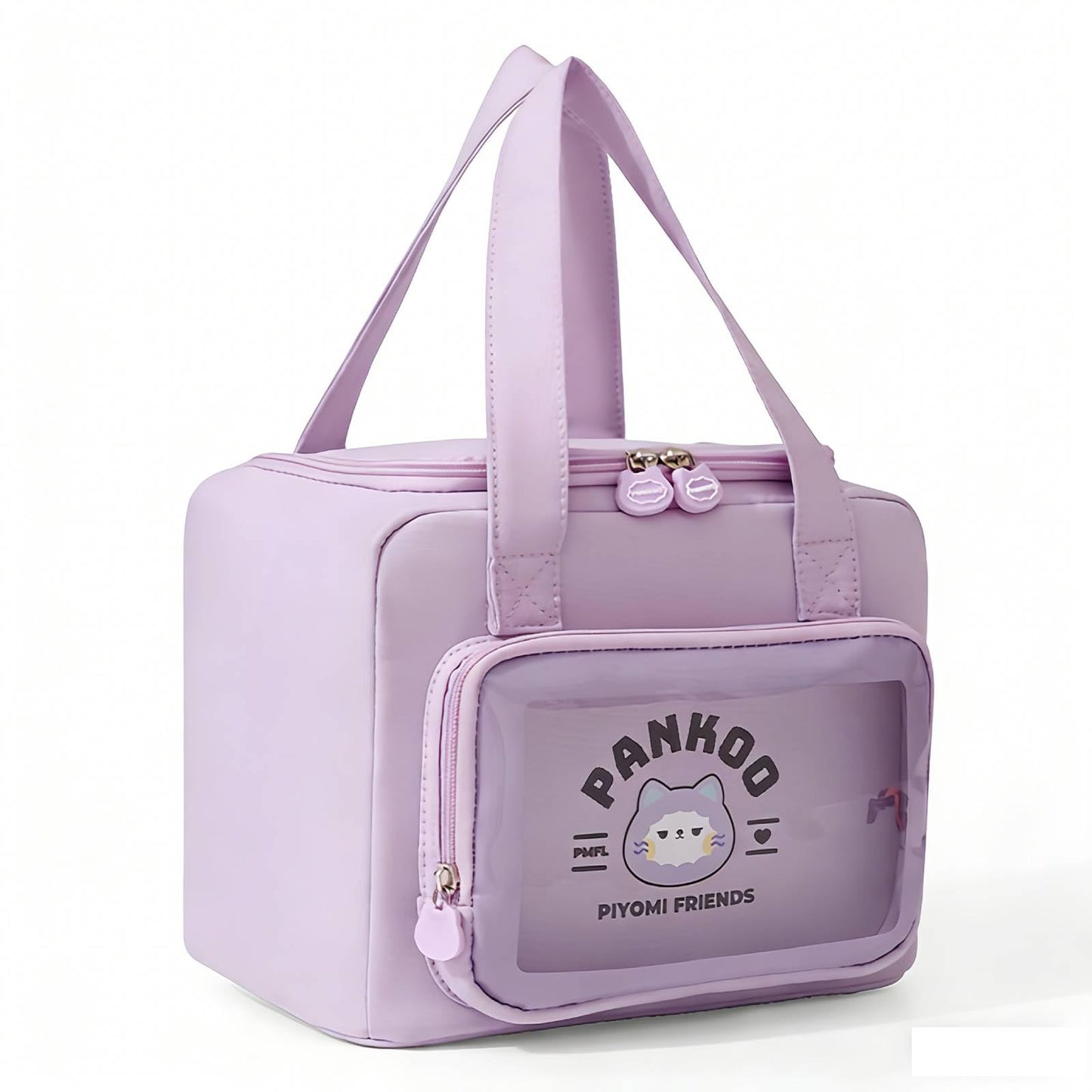 Supvox Kawaii Cartoon Lunch Bag Thermal Insulation Lunch Bag With Extra Clear Zipper Pouch For Picnic, School, Office, 26X16.5X1